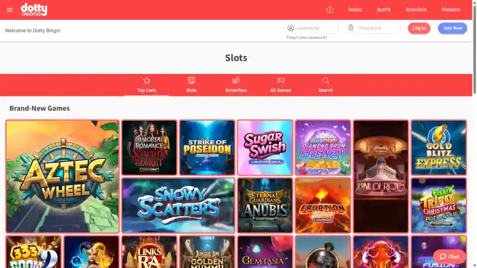 Dottry Bingo main page